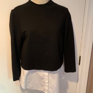 Theory knit shirt tail layered top